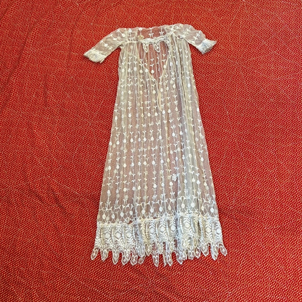 Antique 1910s 1920 kids silk lace communion gown to be used as repair fabric